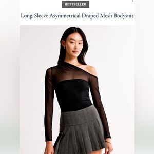 Abercrombie & Fitch Black Asymmetrical Long Sleeve Bodysuit